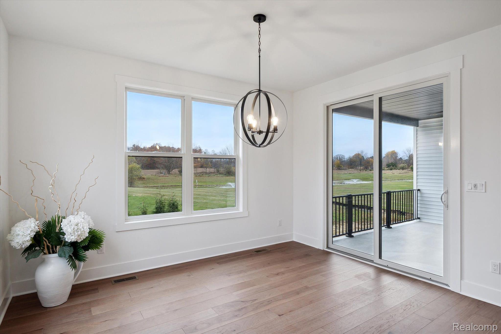 Dining area with sliding glass doors to the yard